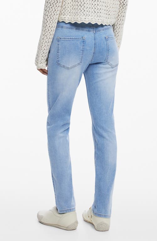 Desigual Embroidered Patch Skinny Jeans In Light Blue