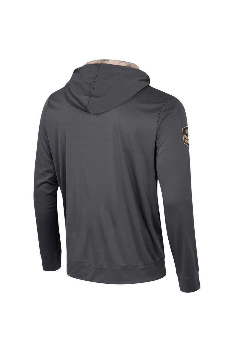 Men's Colosseum Charcoal Michigan Wolverines OHT Military Appreciation Long Sleeve Hoodie T-Shirt, Alternate, color, Charcoal