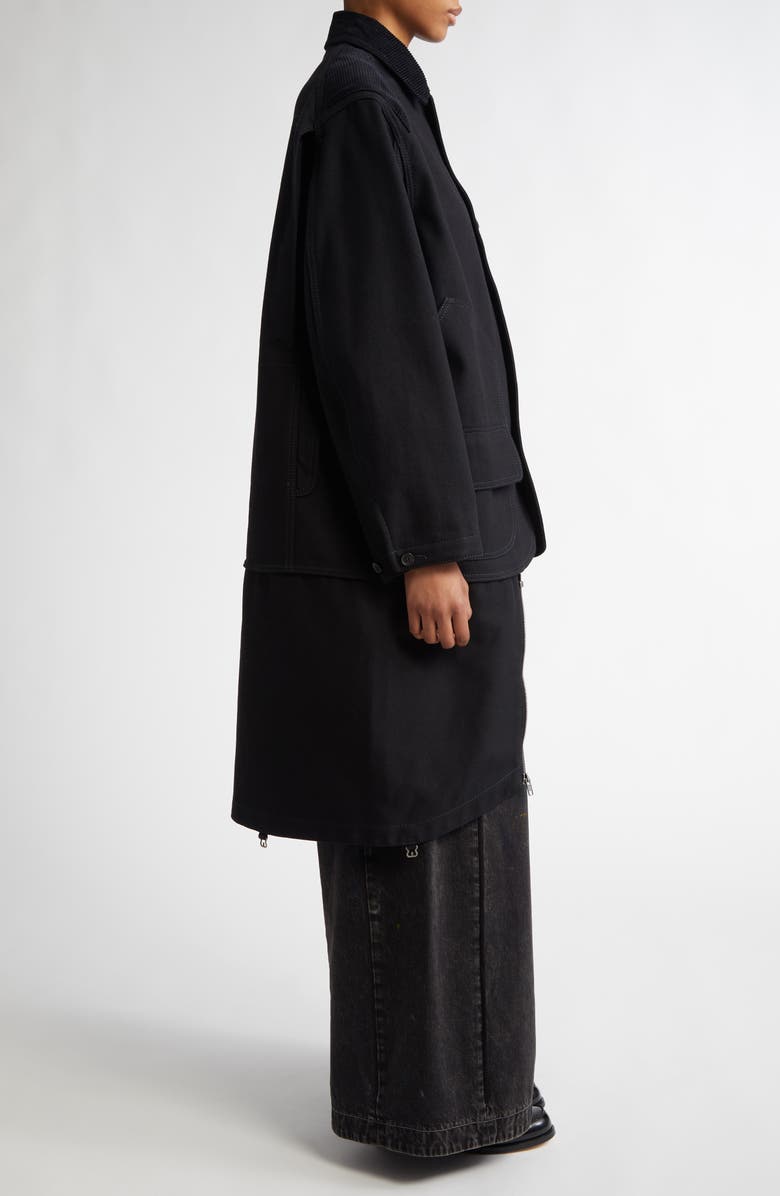 Maison Margiela Heavy Cotton & Wool Reversible Double Coat, Alternate, color, Black