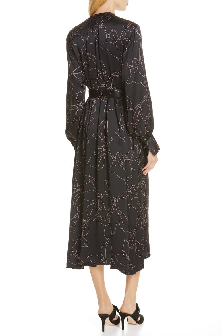Alowette Silk Shirtdress, Alternate, color, TRUE BLACK FLMNT ROSE