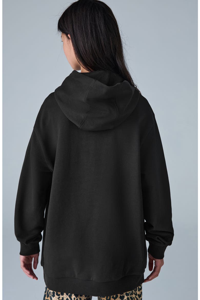 Kids' Metallic Graphic Oversize Hoodie, Alternate, color, BLACK