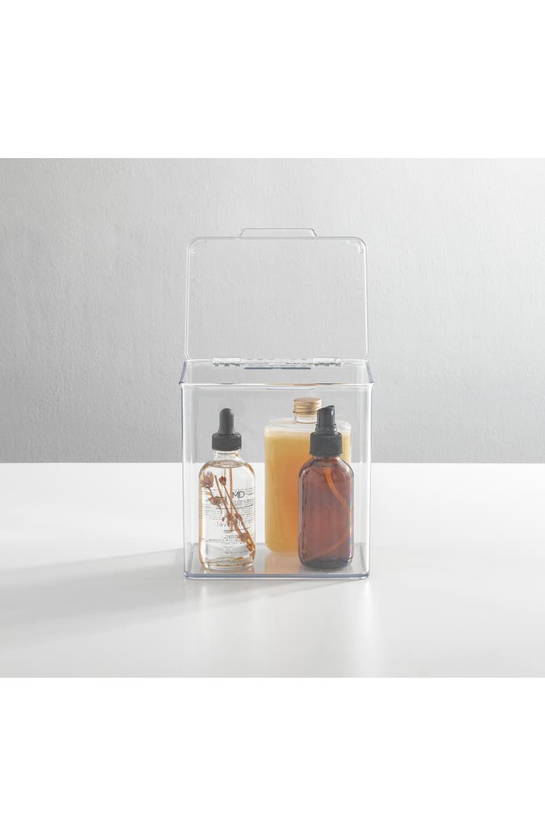 mDesign Plastic Bath Stacking Storage Organizer Box, Hinged Lid, 8 Pack, Alternate, color,