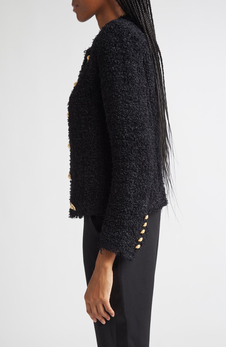 Balmain Tweed Spencer Jacket, Alternate, color, Black