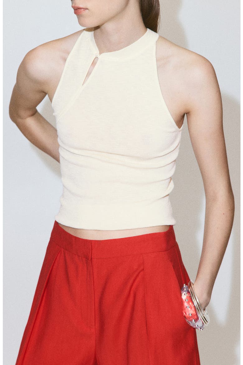 Halter Neck Knitted Top, Main, color, ECRU