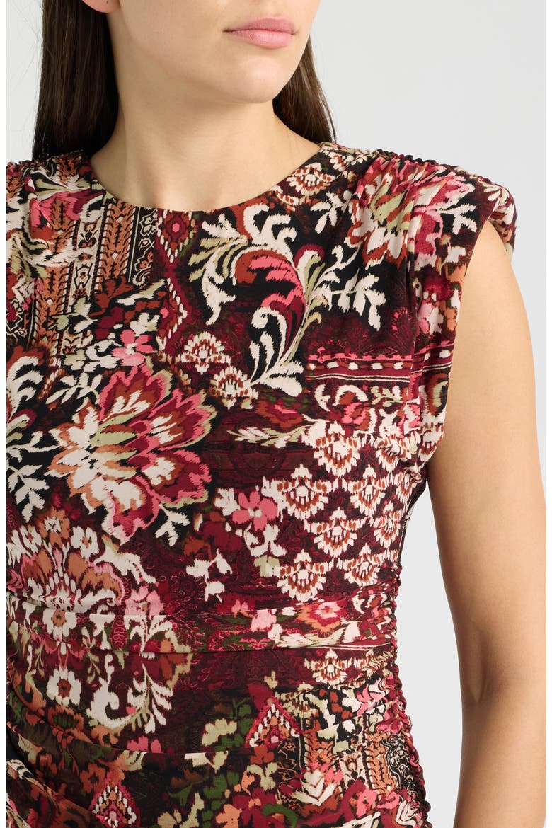 Print Ruched Maxi Dress, Alternate, color, PMU