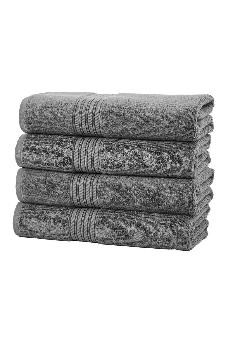 Quick-Dry Cotton 4-Pack Bath Towel Set, Alternate, color, SOLID - DARK GREY