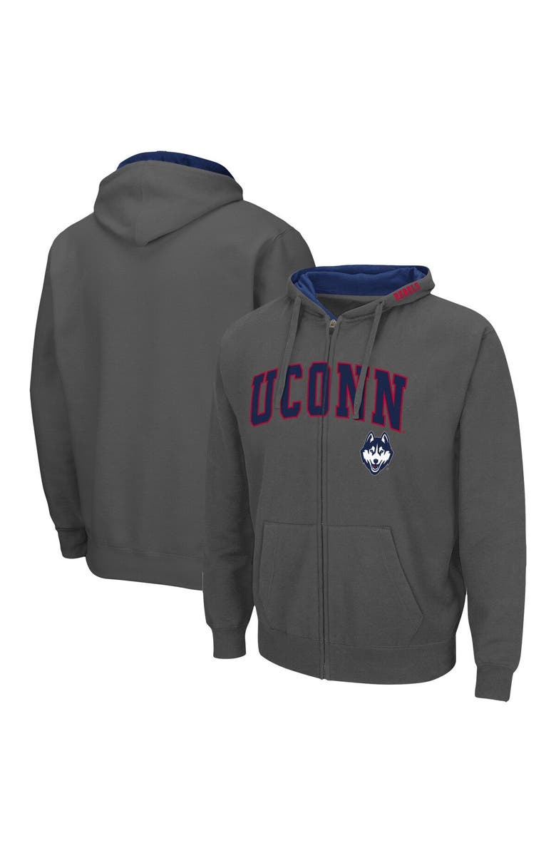 COLOSSEUM Men's Colosseum Charcoal UConn Huskies Arch & Logo 3.0 Full-Zip Hoodie, Main, color, Charcoal