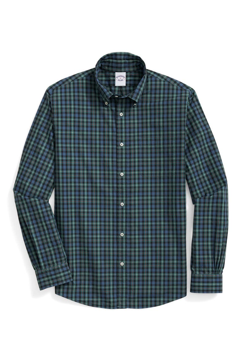 Friday Plaid Cotton Poplin Button-Down Shirt, Main, color, BISTRO GREEN TARTAN