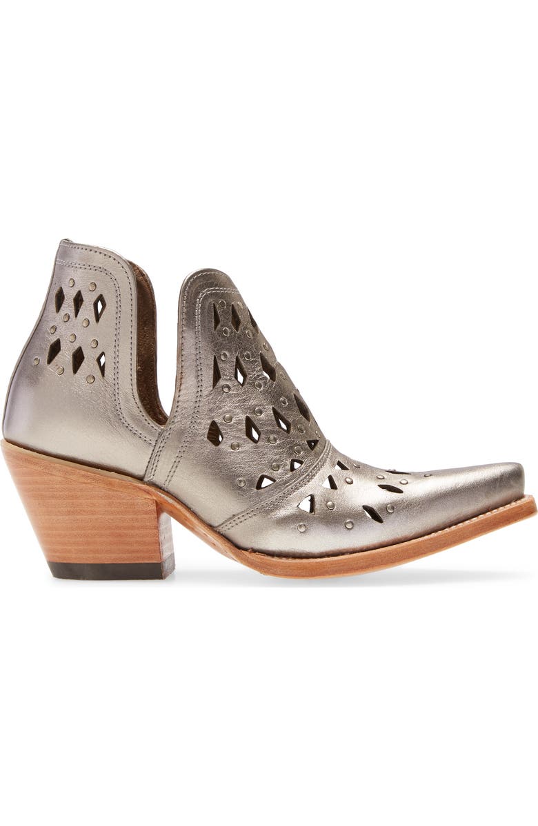 Ariat Dixon Perforated Studded Bootie, Alternate, color, Silver Metallic