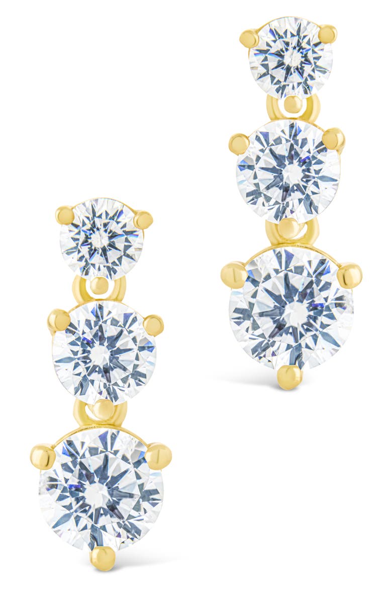 Brilliant Cubic Zirconia Drop Earrings, Alternate, color, GOLD
