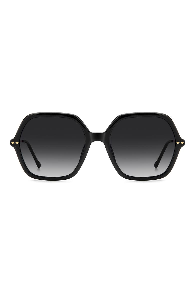 56mm Gradient Square Sunglasses, Main, color, BLACK GOLD/ DARK GREY SF