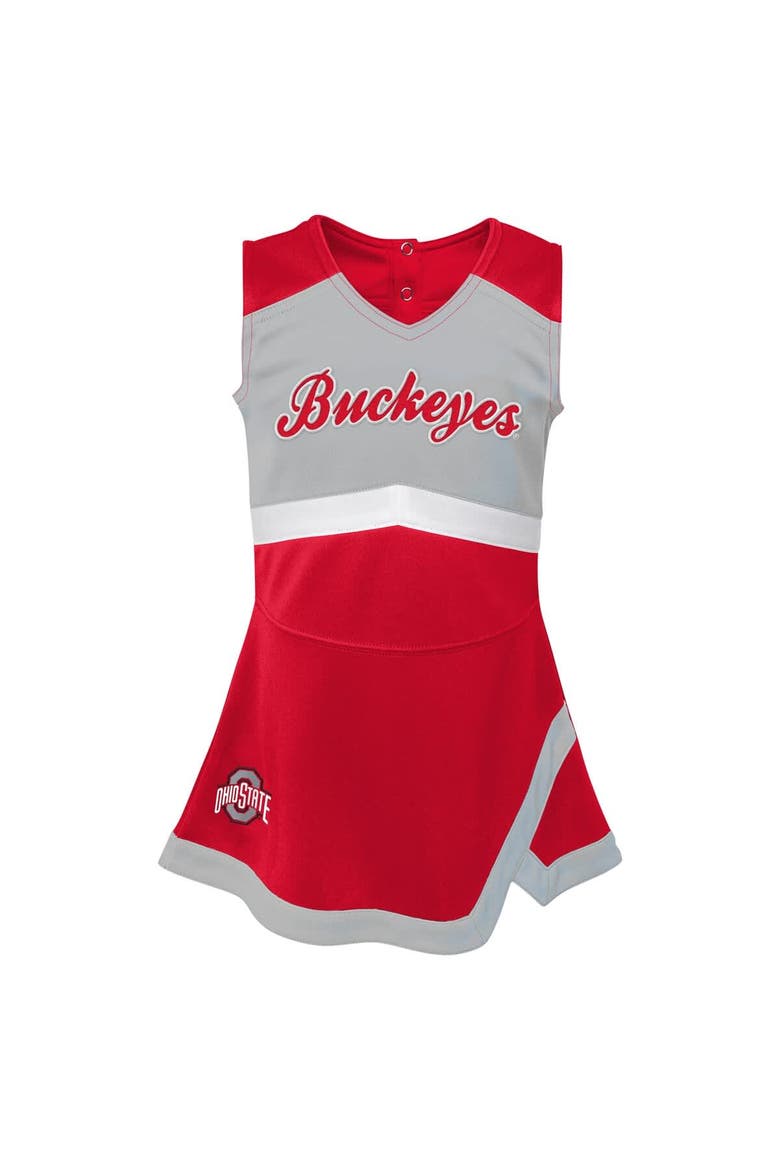 Girls Youth Scarlet Ohio State Buckeyes Cheer Captain Jumper Dress, Alternate, color, Scarlet