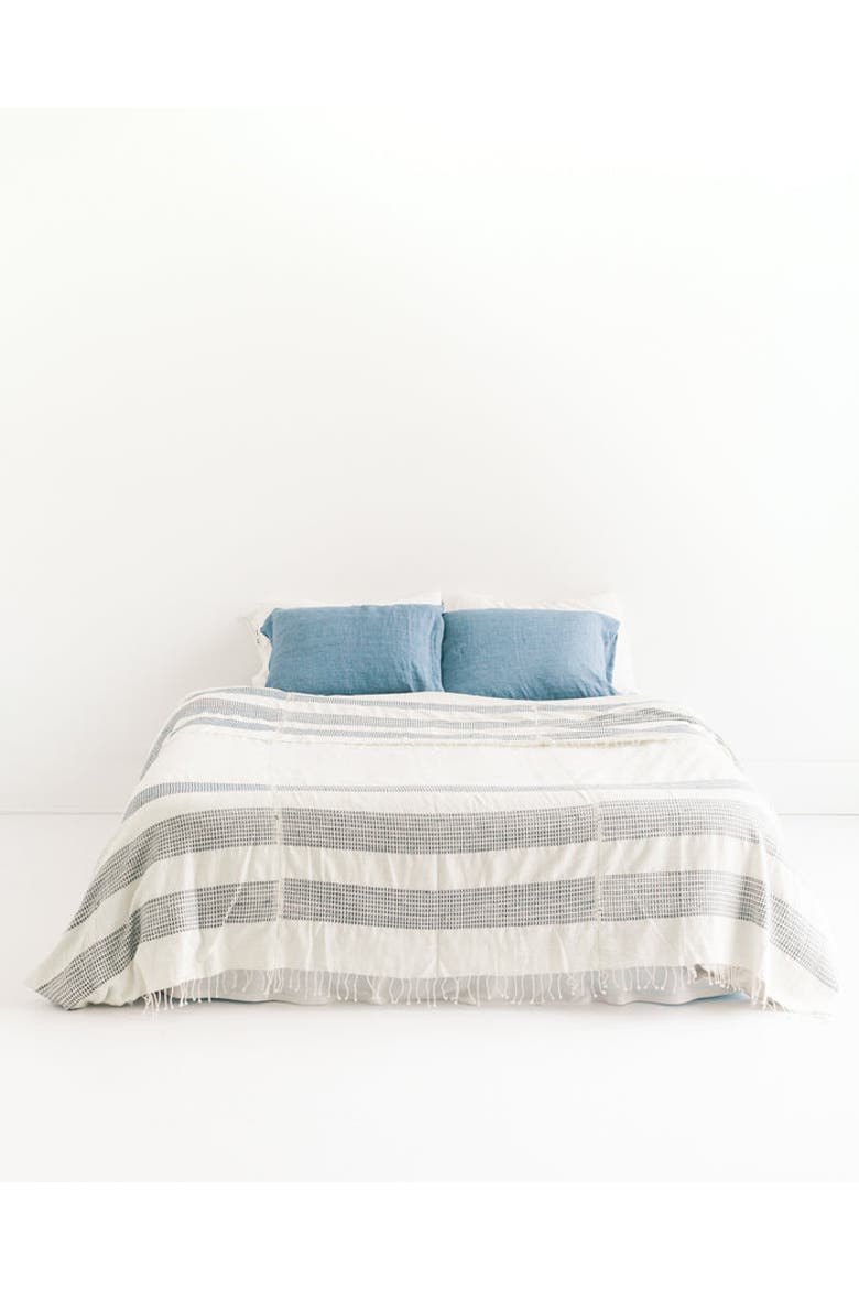 3 Panel Dotted Cotton Blanket, Main, color, Navy