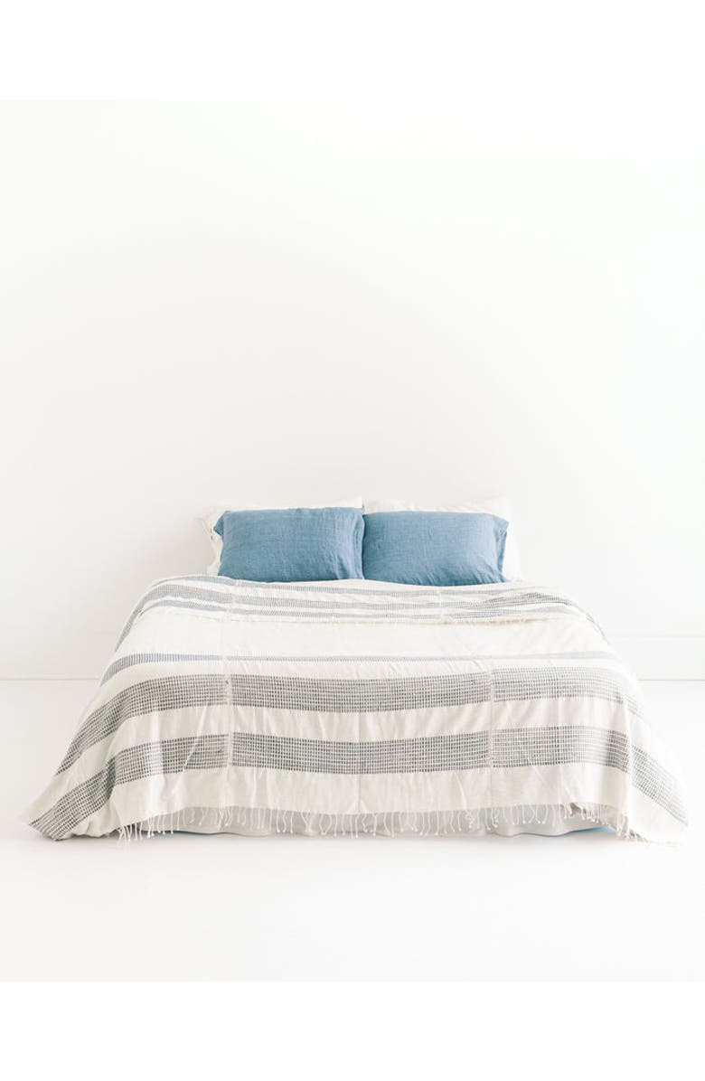 Creative Women 3 Panel Dotted Cotton Blanket, Main, color, Navy