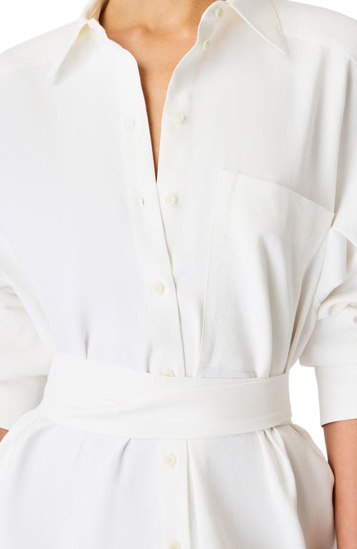 Another Tomorrow Pleat Back Shirt Dress In White