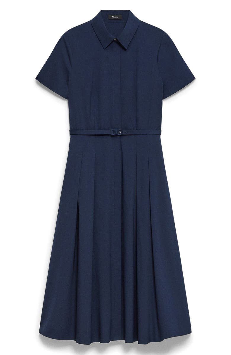 Theory Belted Cotton Blend Shirtdress, Alternate, color, Nw Nvy