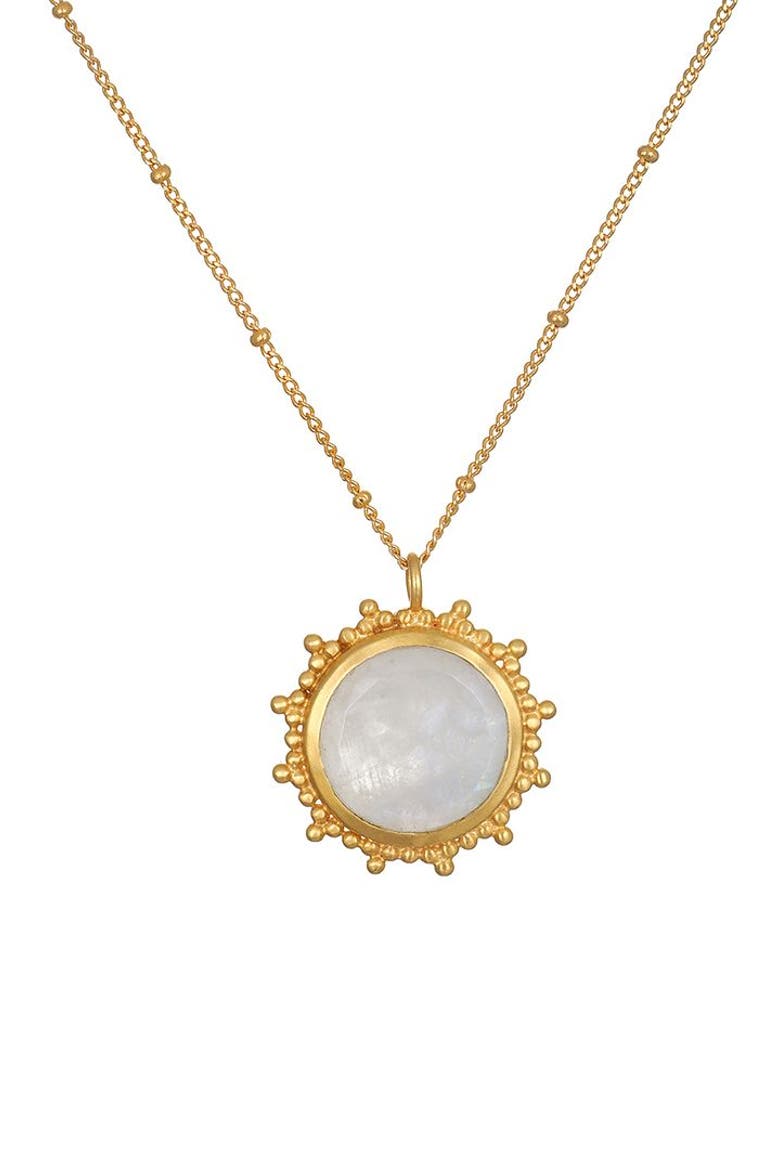Drift Into Daydreams Moonstone Gemstone Necklace, Main, color, Gold
