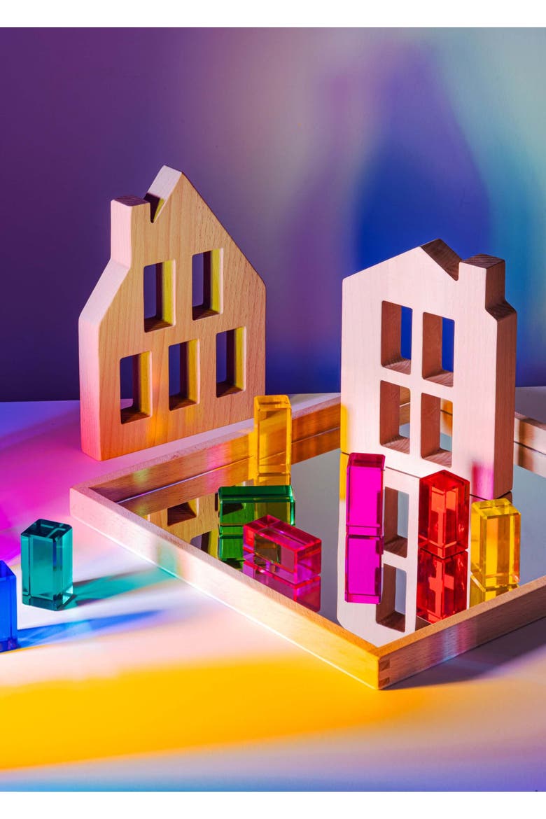 Remi City Wooden Building Blocks with Acrylic Gems, Alternate, color, Multicolor