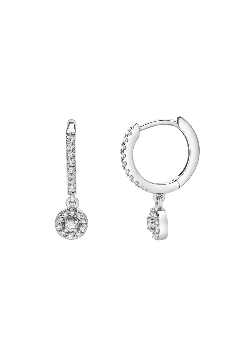 Nerida Pave Round Diamond Drop Huggie Hoop Earrings in 14K Gold, Alternate, color, 14K White Gold