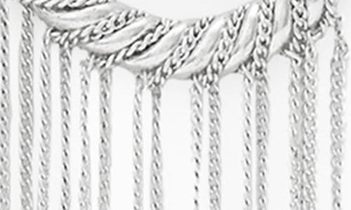 Allsaints Chain Fringe Hoop Earrings In Silver