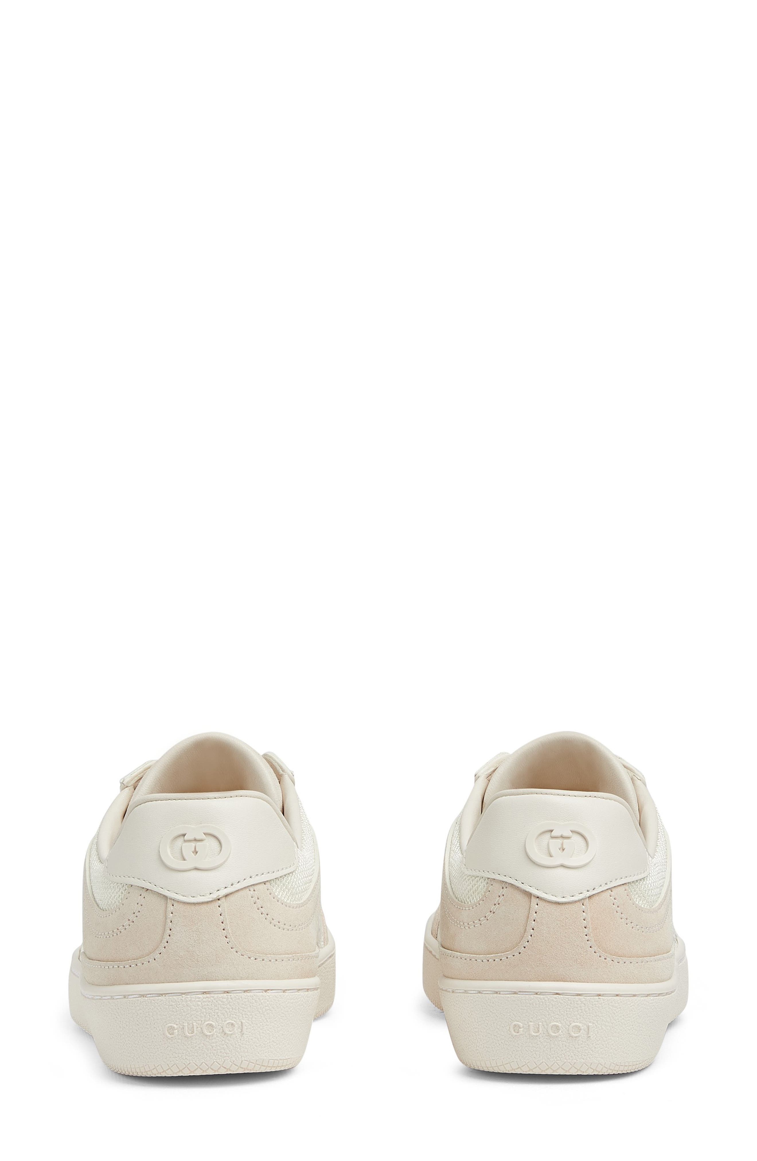 Gucci G75 GG Suede & Knit Low Top Sneaker, Alternate, color, Off White