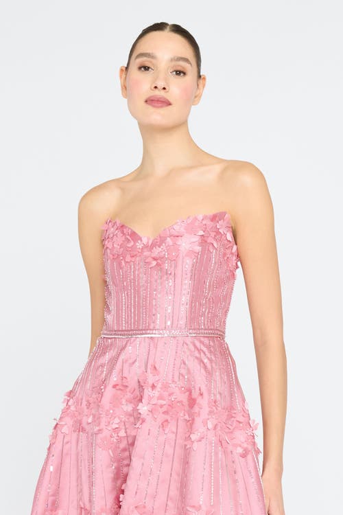 Theia Toby Beaded Gown In Pink