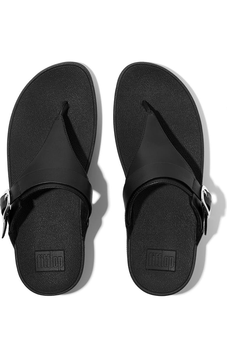 FitFlop Lulu Adjustable leather toe-post sandals, Alternate, color, All Black