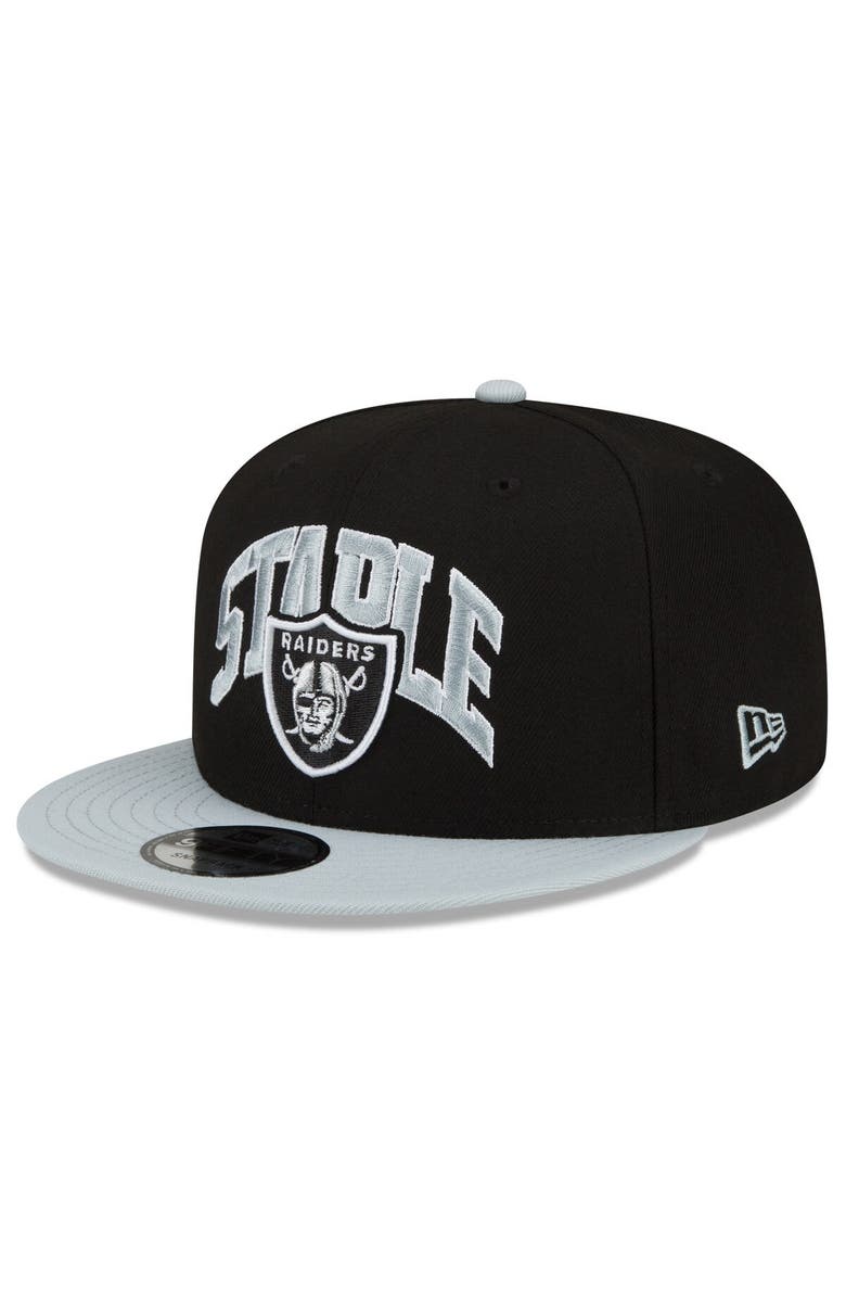 New Era x Staple Men's New Era Black/Gray Las Vegas Raiders NFL x Staple Collection 9FIFTY Snapback Adjustable Hat, Alternate, color,