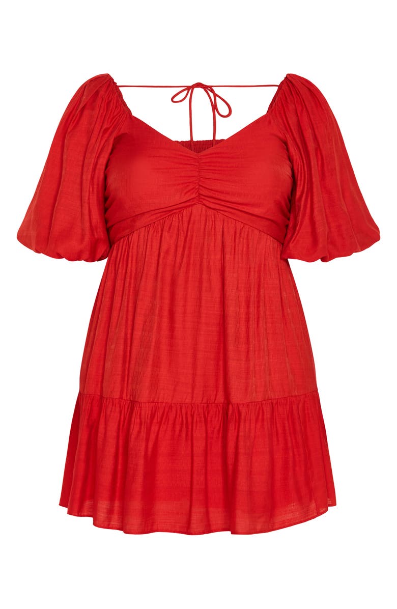 City Chic Mindy Puff Sleeve Dress, Alternate, color, Red