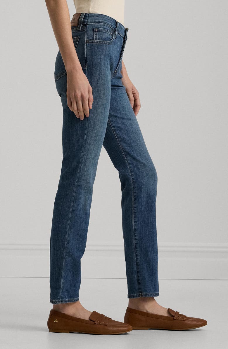 Lauren Ralph Lauren Mid Rise Straight Leg Jeans, Alternate, color, Ocean Blue Wash Denim