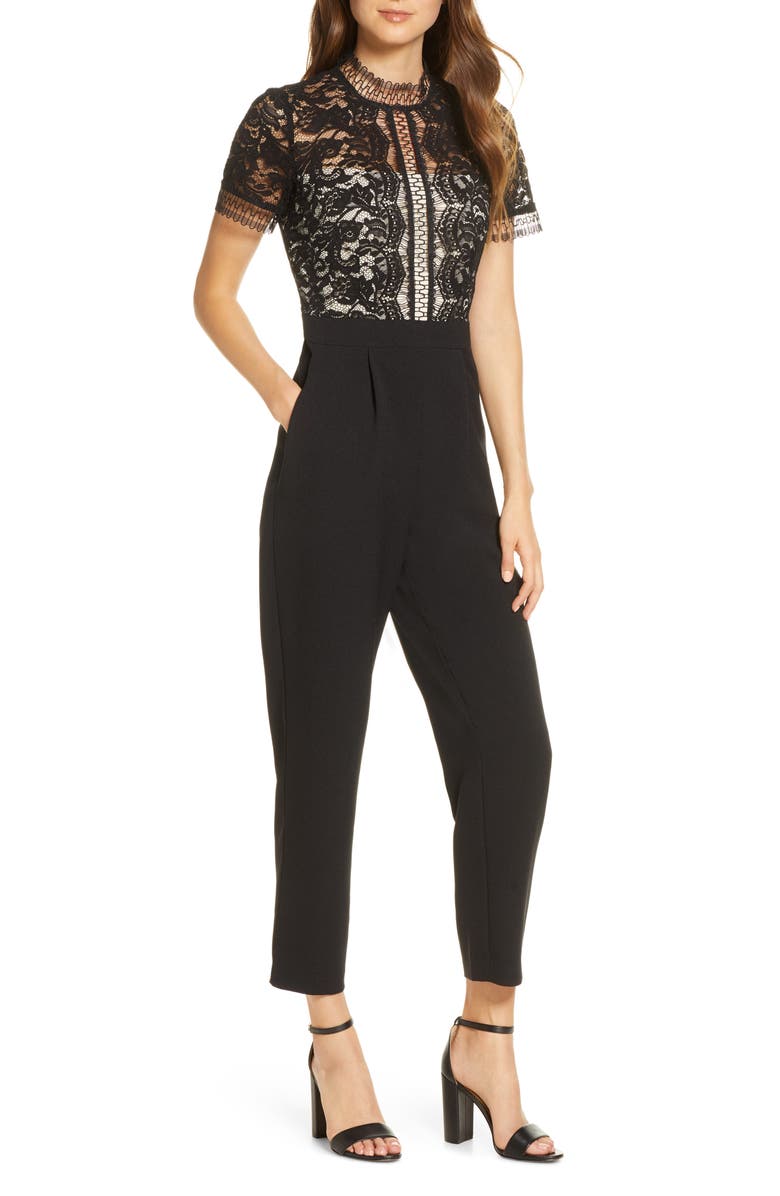 Eliza J Lace Bodice Jumpsuit, Main, color, 