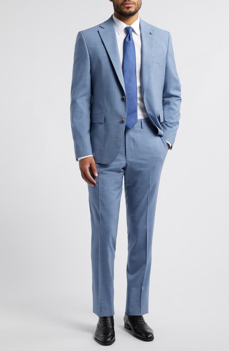 Jack Victor Esprit Blue Mixy Check Stretch Wool Suit, Main, color, Light Blue