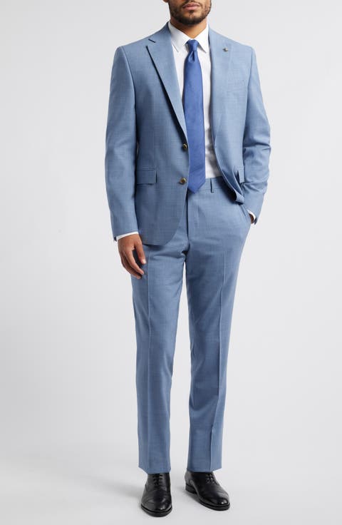 Esprit Blue Mixy Check Stretch Wool Suit