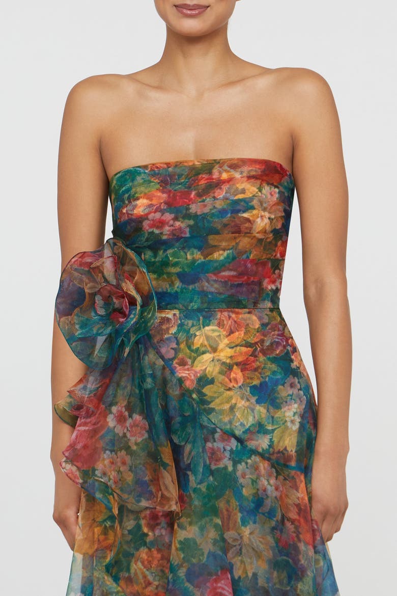Leora Rosette Ruffle Gown, Alternate, color, Tapestry Roses