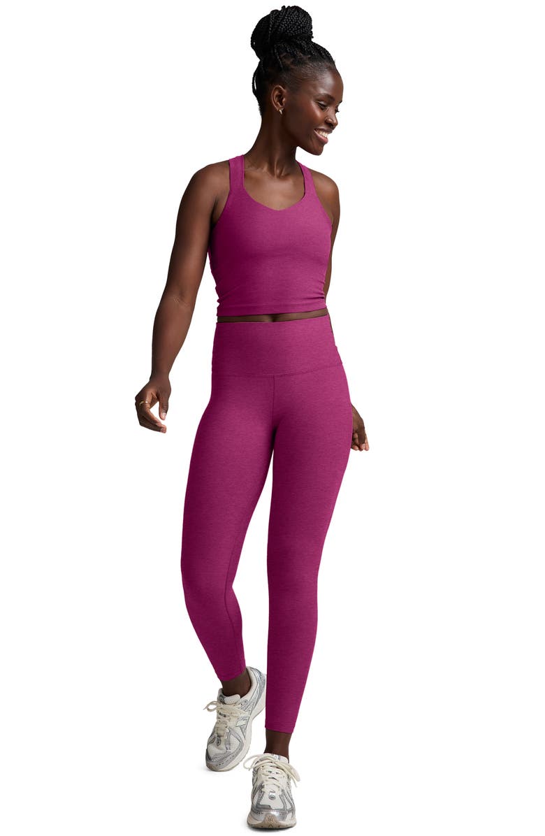 Beyond Yoga Twist Through Crop Tank, Alternate, color, Magenta Heather