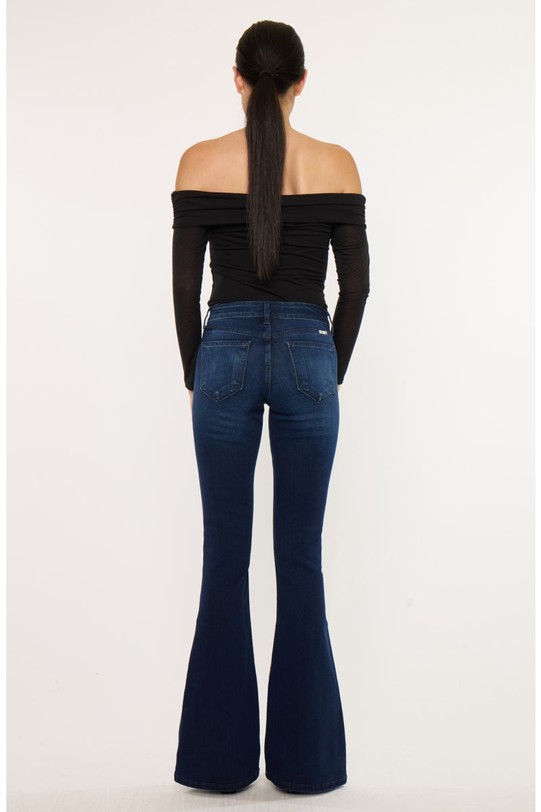 Trisha Mid Rise Classic Flare Jeans, Main, color, Dark Wash