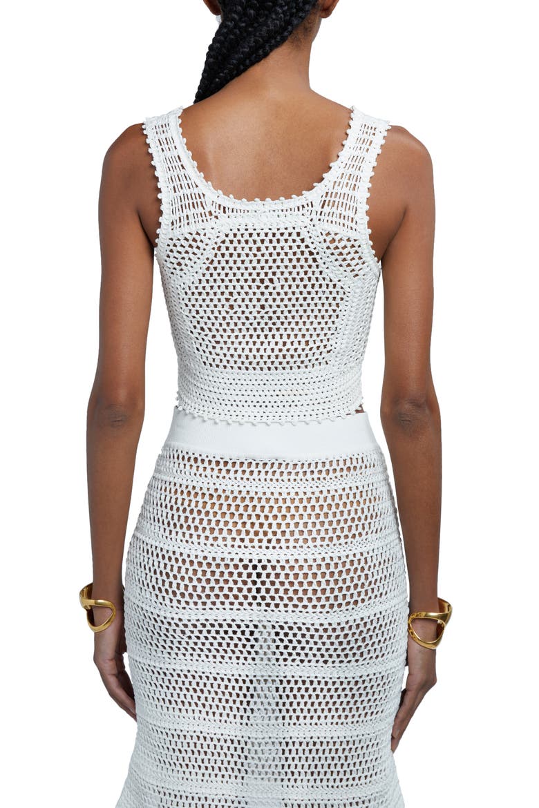 Semisheer Open Stitch Crochet Crop Tank, Alternate, color, CHALK