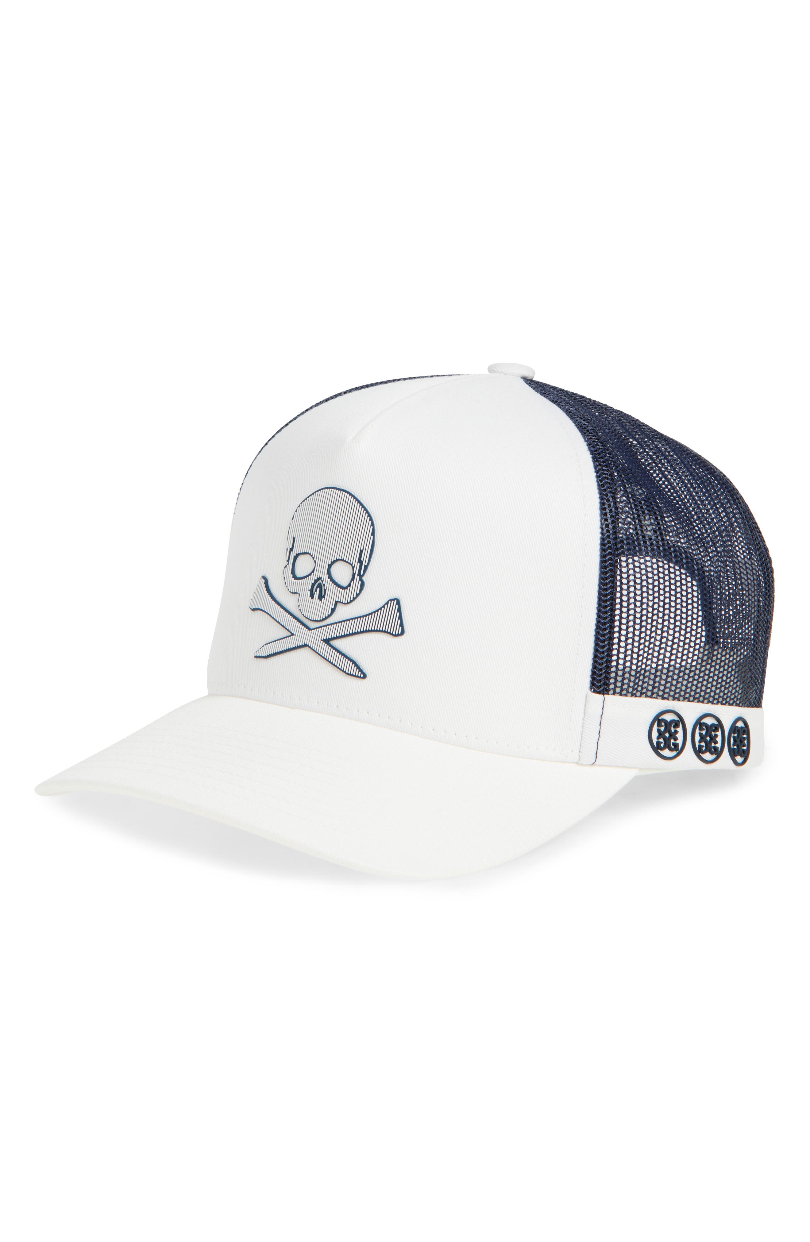 G/fore Silicone Skull & Tees Mesh Trucker Hat In Snow