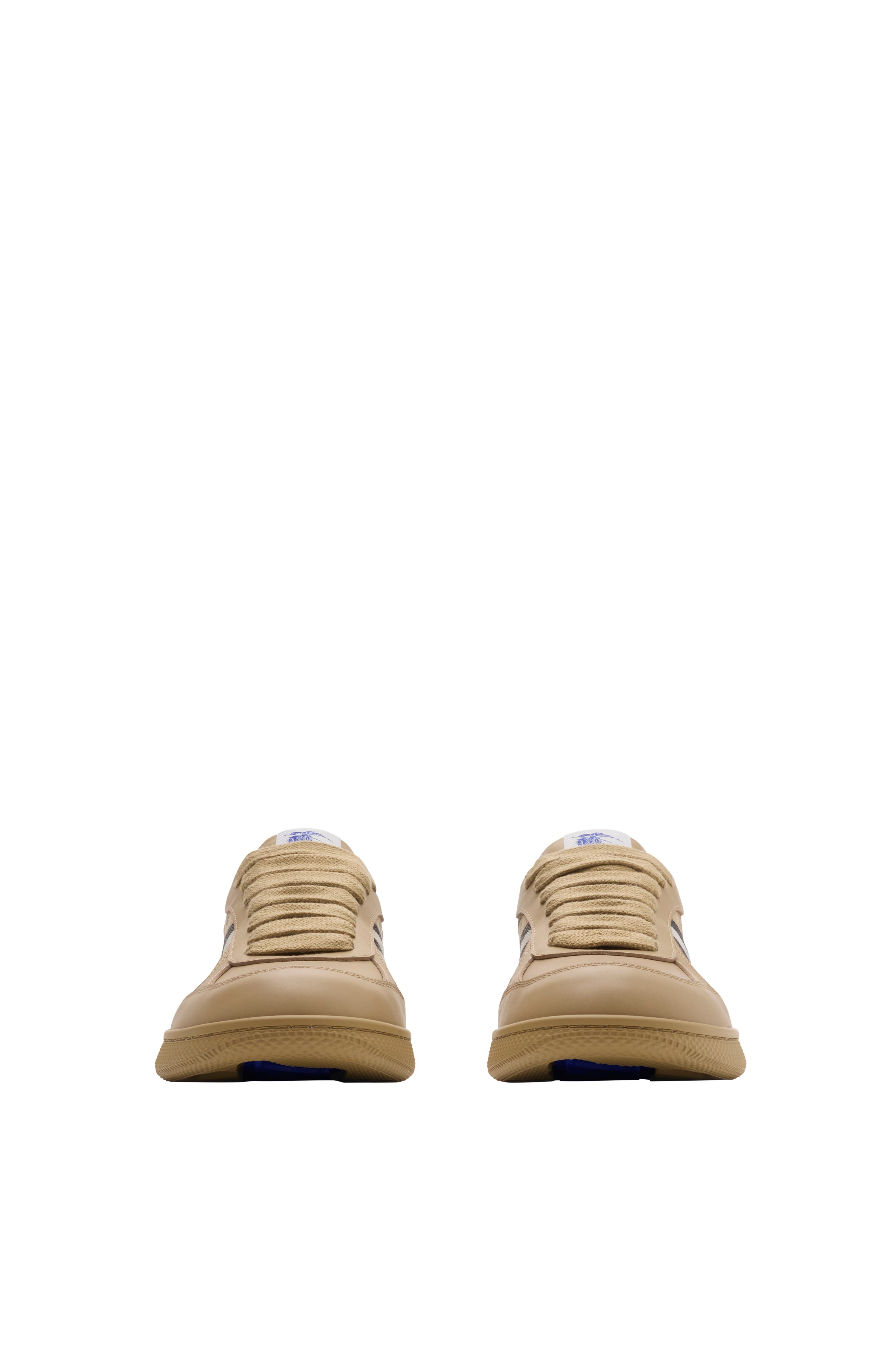 Burberry Leather and Check Terrace Sneakers, Alternate, color, Sand/Sand