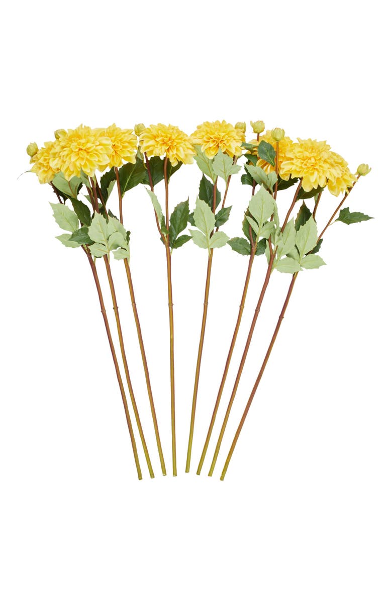 SONOMA SAGE HOME Set of Eight Yellow Dahlia Artificial Flowers, Main, color, Yellow