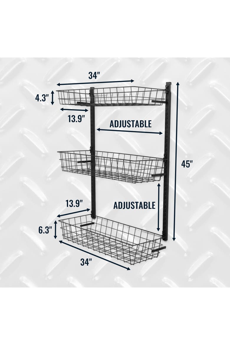 G-Basket | Adjustable Wall Storage System | Holds 120 lbs, Alternate, color, Black