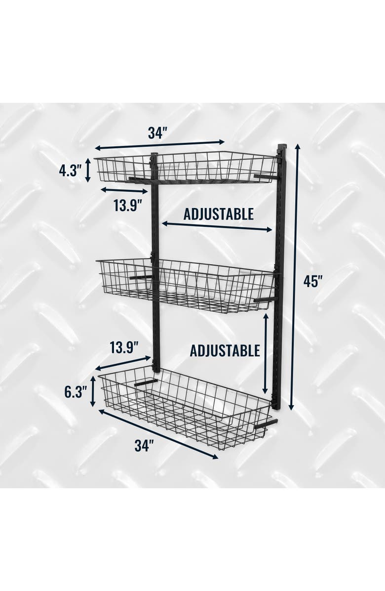 StoreYour G-Basket | Adjustable Wall Storage System | Holds 120 lbs, Alternate, color, Black