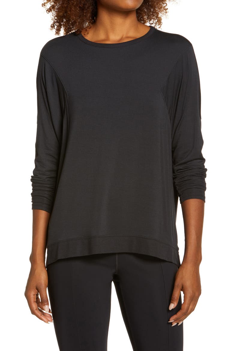 Peaceful Relaxed Pullover, Main, color, BLACK