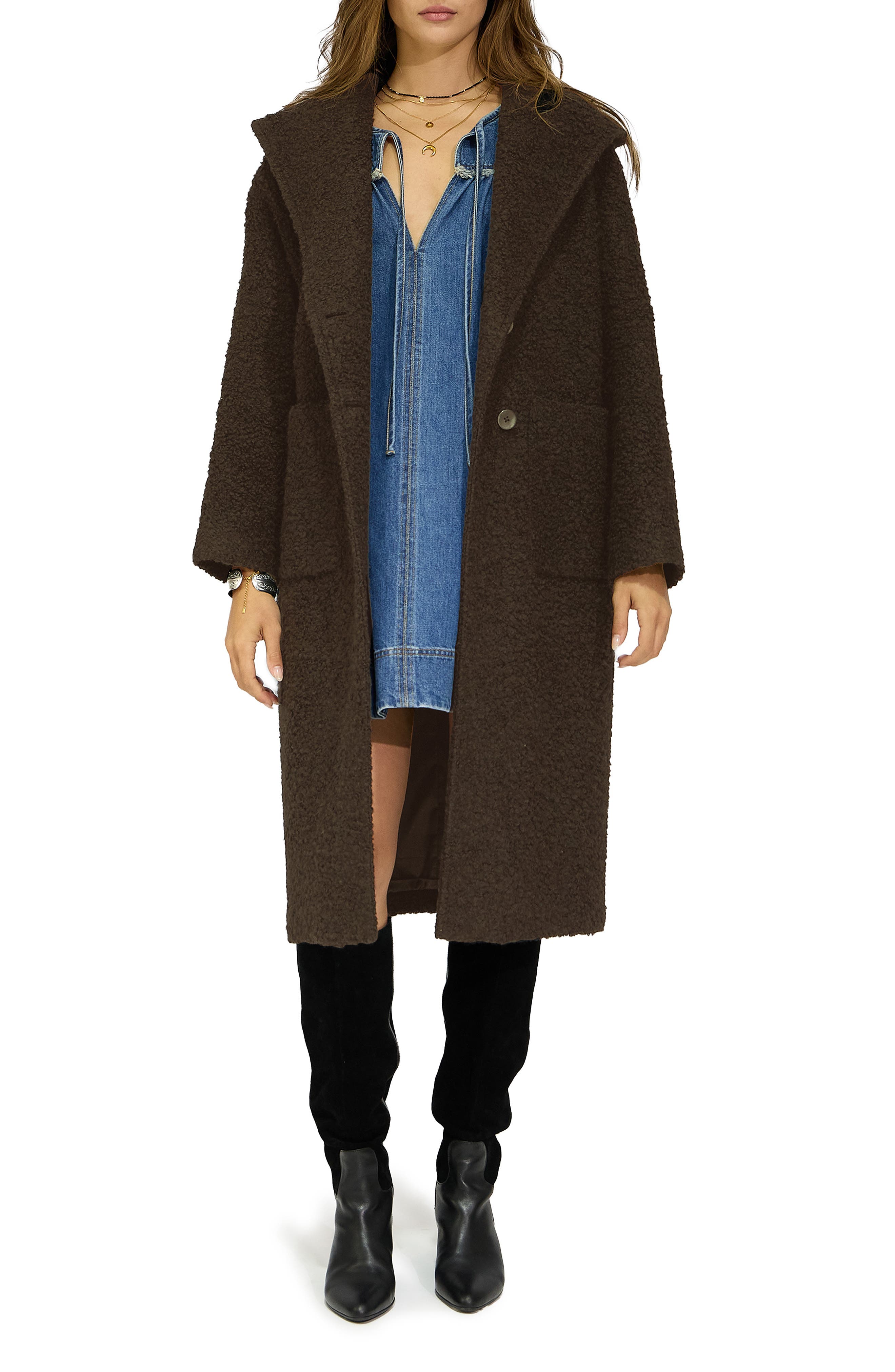 Belle & Bloom Young Love Hooded Bouclé Coat (Women) | Nordstromrack