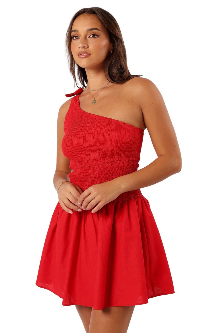Allison One-Shoulder Cotton Minidress, Alternate, color, RED