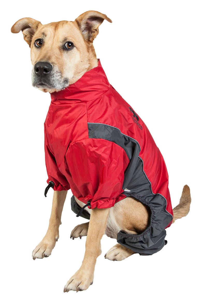 Quantum-Ice Full-Bodied Adjustable and 3M Reflective Dog Jacket - Large, Alternate, color, RED CHARCOAL GREY