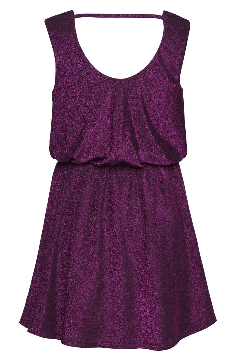 Hannah Banana Kids' Metallic Cowl Neck Party Dress, Alternate, color, Purple