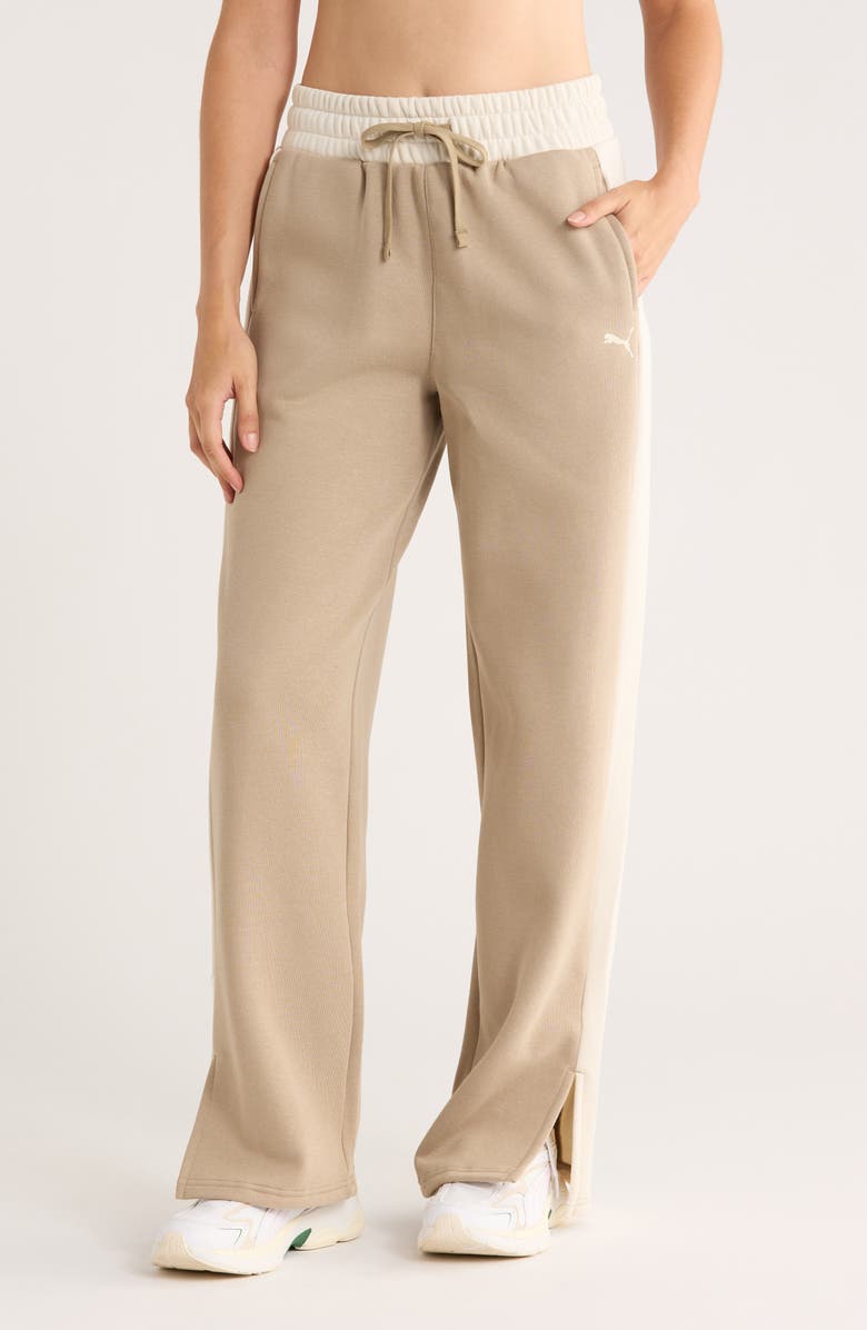 PUMA Split Wide Leg Sweatpants, Main, color, Ice Coffee