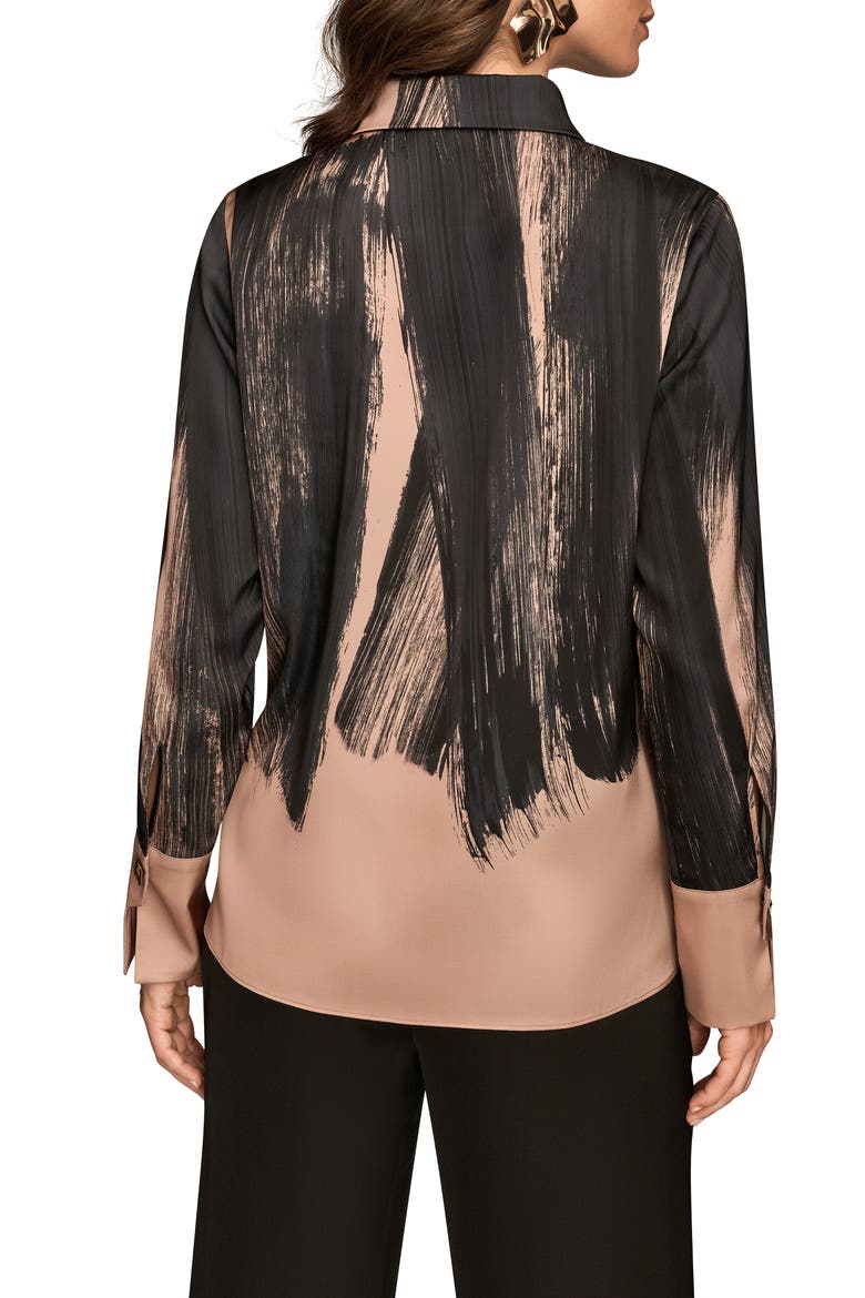 Print Satin Blouse, Alternate, color, FAWN/BLACK