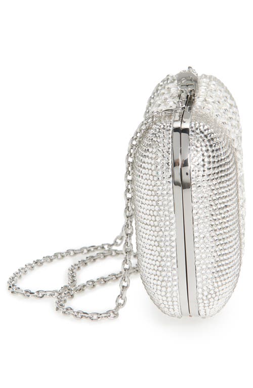 Judith Leiber Long Slide Crystal Minaudière In Silver Rhine Multi